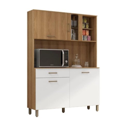 Kit Cozinha Viena Branco Ripado 1200