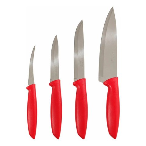 Jogo de Facas Tramontina Plenus 4 Peças Inox para Cozinha Vermelho
