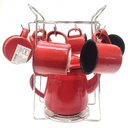 Ver imagem 1 de Jogo com 6 Xícaras Esmaltadas 150ml + Bule 1700ml + Suporte