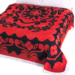 Colcha Casal ou Queen Chenille Canelada Veludo com Franjas:vermelho - 9