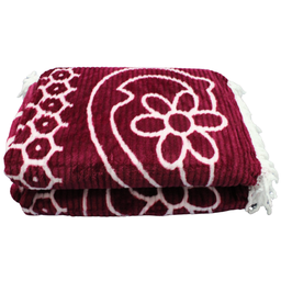 Colcha Casal ou Queen Chenille Canelada Veludo com Franjas:vermelho - 8