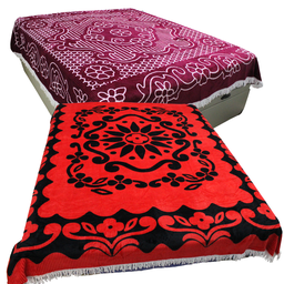 Colcha Casal ou Queen Chenille Canelada Veludo com Franjas:vermelho - 1