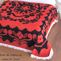 Colcha Casal ou Queen Chenille Canelada Veludo com Franjas:vermelho - 10