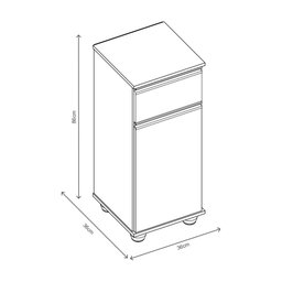 Suporte Bebedouro Com 1 Porta e 1 Gaveta Alaska Jequitibá/Cinza J&A Móveis - 3