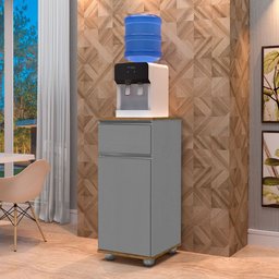 Suporte Bebedouro Com 1 Porta e 1 Gaveta Alaska Jequitibá/Cinza J&A Móveis - 2