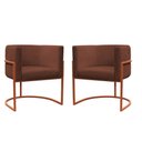 Ver imagem 2 de Kit 4 Poltrona Reforçadas Decorativa Sala de Estar Carla Base Ferro Bronze Suede Marrom