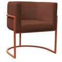 Ver imagem 4 de Kit 4 Poltrona Reforçadas Decorativa Sala de Estar Carla Base Ferro Bronze Suede Marrom