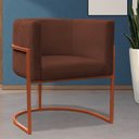 Ver imagem 3 de Kit 4 Poltrona Reforçadas Decorativa Sala de Estar Carla Base Ferro Bronze Suede Marrom