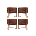 Ver imagem 1 de Kit 4 Poltrona Reforçadas Decorativa Sala de Estar Carla Base Ferro Bronze Suede Marrom