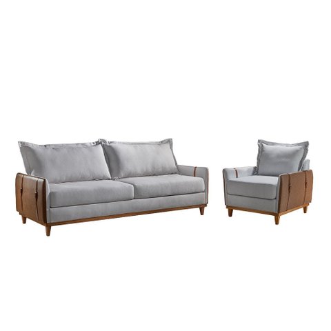 Conjunto Living 4 Lugares Sofá e Poltronas Dubai