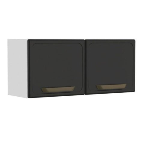 Armário Aéreo Cozinha Modulado Bella C/ 2 Portas 80cm Grafite - Bertolini