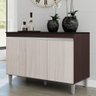 Balcão Buffet Gabinete Cozinha Manu 120cm Com Tampo 3 Portas Castanho Avelã - Abmaza - 2
