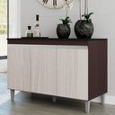 Ver imagem 2 de Balcão Buffet Gabinete Cozinha Manu 120cm com Tampo 3 Portas Castanho Avelã - Abmaza