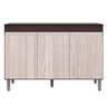 Balcão Buffet Gabinete Cozinha Manu 120cm Com Tampo 3 Portas Castanho Avelã - Abmaza - 5