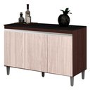 Ver imagem 1 de Balcão Buffet Gabinete Cozinha Manu 120cm com Tampo 3 Portas Castanho Avelã - Abmaza
