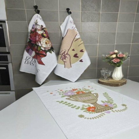 Kit Pano de Prato Copa Mae Sacaria Algodão 50CMX70CM 7 Unidades Branco Lomaer