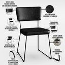 Ver imagem 5 de Kit 8 Cadeiras Decorativas Estofada Sala De Jantar Base Aço Allana L02 Couríssimo Preto - Lyam