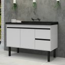 Ver imagem 1 de Gabinete de Cozinha Balcão 2 Portas 2 Gavetas 111cm 100% MDF:Branco