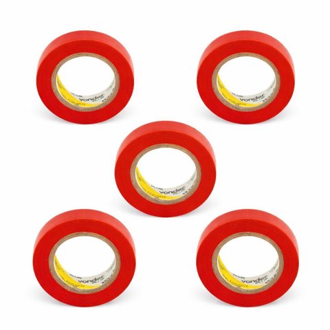 Kit 5 Fita Isolante 19mmx10m Vermelha Vonder Plus