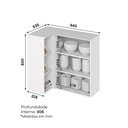 Ver imagem 4 de Armário Aéreo Canto Reto 94cm HP 100% MDF com 1 Porta e Nicho Americana Branco
