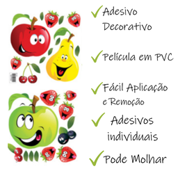 Adesivo Decoração Fruta Feliz Estimule Criança a Comer Bem - 4