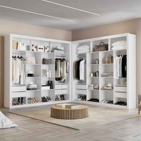 Closet Duplo NT6060 100% MDF Branco Amoudi Móveis