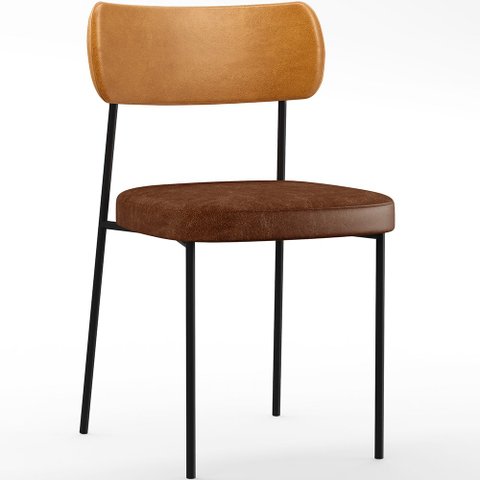 Cadeira para Cozinha Sala de Jantar Melina L02 Couríssimo Marrom Couríssimo Whisky - Lyam Decor