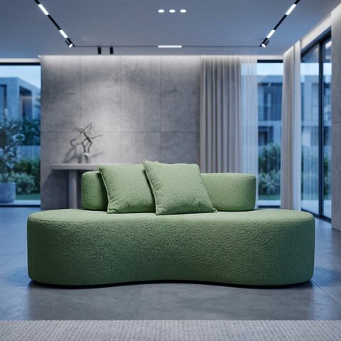 Sofá 2 Lugares Orgânico Curvo Feijão Palazzo Boucle Almofadas Sofá na Caixa Sala Recepção Clinicas N