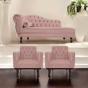Ver imagem 2 de Kit Diva Recamier Diana 160cm Lado Direito e 02 Poltronas Classic Linho - Doce Sonho Móveis RECAMIER