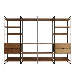 Closet Industrial Casal Completo Loft Amêndoa 4 Módulos Cabideiro com Gavetas Ferro Preto - 3