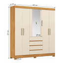 Ver imagem 3 de Guarda-Roupa Casal com Espelho 100% MDF 6 Portas 4 Gavetas 217x201cm Ópera Cinamon Touch/Off White