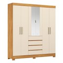 Ver imagem 2 de Guarda-Roupa Casal com Espelho 100% MDF 6 Portas 4 Gavetas 217x201cm Ópera Cinamon Touch/Off White