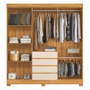 Ver imagem 4 de Guarda-Roupa Casal com Espelho 100% MDF 6 Portas 4 Gavetas 217x201cm Ópera Cinamon Touch/Off White