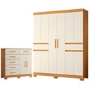 Ver imagem 1 de Guarda Roupa Casal Olimpia 10 Portas e Cômoda Xangai Cinamomo Off White - Móveis Albatroz