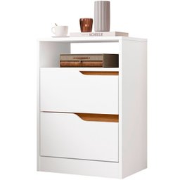 Mesa de Cabeceira 2 Gavetas Sara Flex Branco Fosco Liso/nature - 1