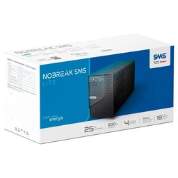Nobreak 600va Sms Lite, Entrada Bivolt Automático, Saída 115v, 4 Tomadas - 29202 - 2
