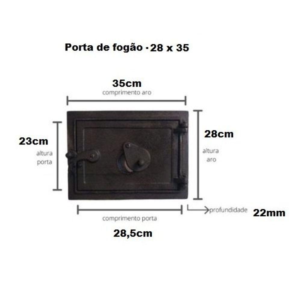 Porta Ferro Fundido Fornalha Cinzeiro Fogão a Lenha Suspiro Frontal 28x35cm - 3