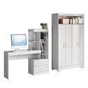 Ver imagem 1 de Conjunto Para Escritório 2 Peças com Mesa e Armário 4 portas Branco Notável Móveis
