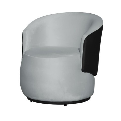 Poltrona Organica Recepção para Sala Aisha Corano Preto e Veludo Prata - Incasa Decor