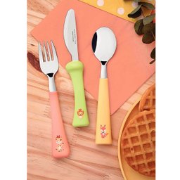 Kit Talheres Infantis 3 Peças Tramontina Baby Friends Lâminas Aço Inox e Cabos Coloridos - 2