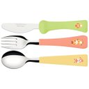 Ver imagem 1 de Kit Talheres Infantis 3 Peças Tramontina Baby Friends Lâminas Aço Inox e Cabos Coloridos