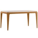 Ver imagem 1 de Mesa de Jantar 6 Lugares Retangular 160cm Tampo Mdf com Vidro Claris N01 Ypê Off White - Lyam Decor
