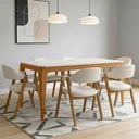 Ver imagem 3 de Mesa de Jantar 6 Lugares Retangular 160cm Tampo MDF com Vidro Claris N01 Ypê Off White - Lyam Decor