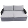 Sofá sem Caixa Retrátil Baú 1,95m Cama Inbox Grace Tecido Linho e Courino Cinza Claro - 6