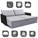 Ver imagem 4 de Sofá sem Caixa Retrátil Baú 1,95m Cama Inbox Grace Tecido Linho e Courino Cinza Claro