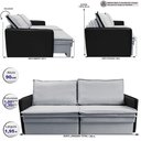 Ver imagem 3 de Sofá sem Caixa Retrátil Baú 1,95m Cama Inbox Grace Tecido Linho e Courino Cinza Claro