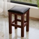 Ver imagem 3 de Kit 2 Banqueta Baixa Nemargi Castanho Assento Estofado Preto