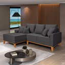 Ver imagem 1 de Sofá 3 Lugares Beny Chaise Grafite Base Madeira Linho Império Estofados