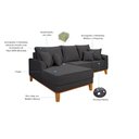 Ver imagem 6 de Sofá 3 Lugares Beny Chaise Grafite Base Madeira Linho Império Estofados