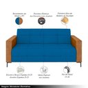 Ver imagem 4 de Sofá Houston 2 Lugares 200cm Azul em Veludo com Pés em Metal Gran Belo
